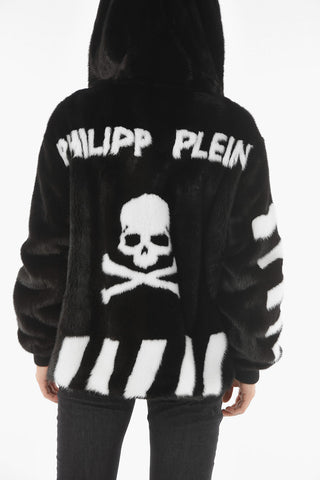 COUTURE Back Logo Hooded Mink Fur Jacket