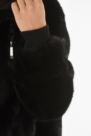 COUTURE Back Logo Hooded Mink Fur Jacket