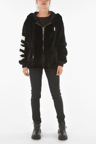 COUTURE Back Logo Hooded Mink Fur Jacket