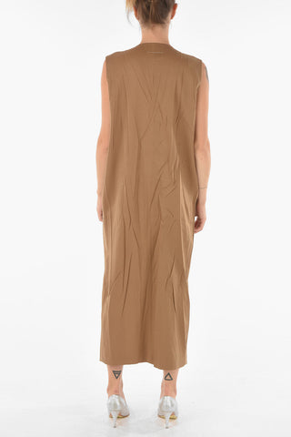MM6 Virgin Wool Blend Midi Dress with Plunging Neckline