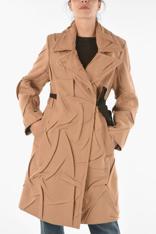 MM6 Wool Blend Crush Effect Coat with Lace Fastening