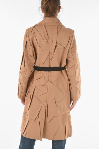 MM6 Wool Blend Crush Effect Coat with Lace Fastening