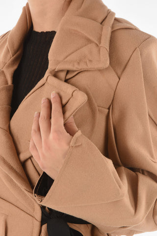 MM6 Wool Blend Crush Effect Coat with Lace Fastening