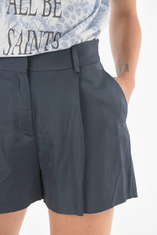 Single-pleated RAFAELLA Satin Shorts