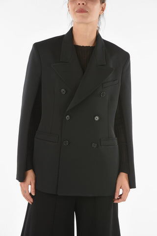 MM4 Double-breasted Peak Lapel Blazer with Cape Sleeves
