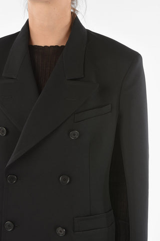 MM4 Double-breasted Peak Lapel Blazer with Cape Sleeves