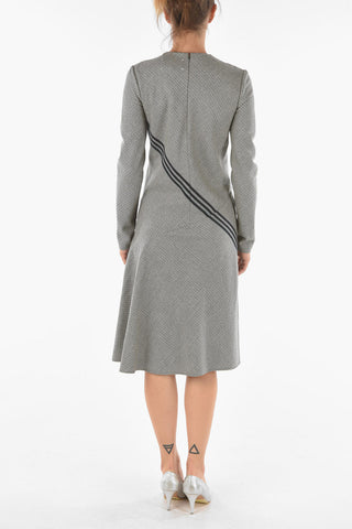 MM1 Virgin Wool Long Dress with Houndstooth Pattern
