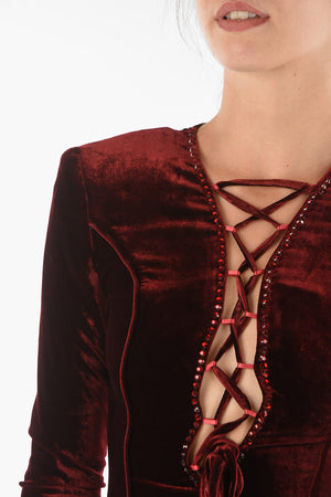 COUTURE Velourskleid ELEGANT Mit Schnürdetail