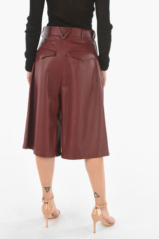 Leather Culotte Pants with Single-pleat