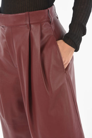 Leather Culotte Pants with Single-pleat