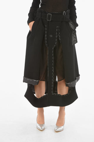 Belted Cut-Out Detail Distressed Skort