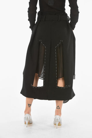 Belted Cut-Out Detail Distressed Skort