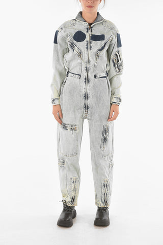 MM6 Light-wash Denim Jumpsuit with Multipocket