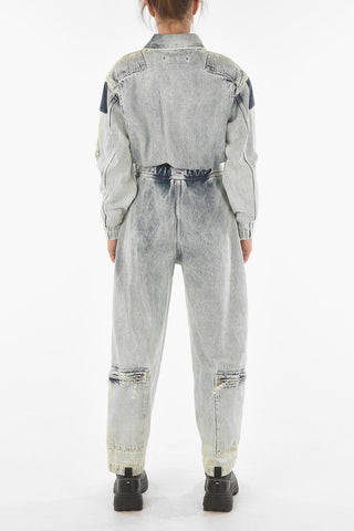 MM6 Light-wash Denim Jumpsuit with Multipocket