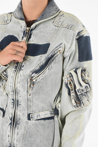 MM6 Light-wash Denim Jumpsuit with Multipocket