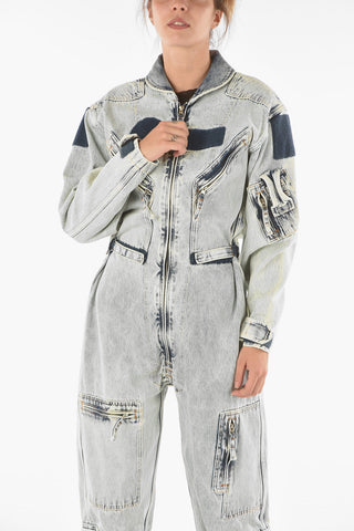 MM6 Light-wash Denim Jumpsuit with Multipocket