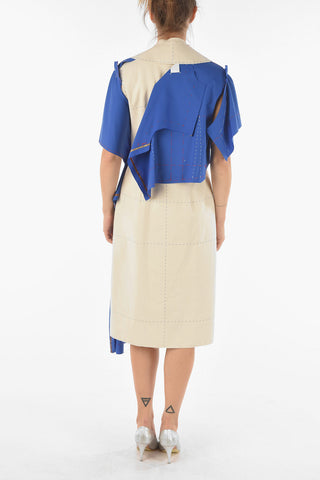 Visible Stitching Two Tone Canvas Shirt Dress
