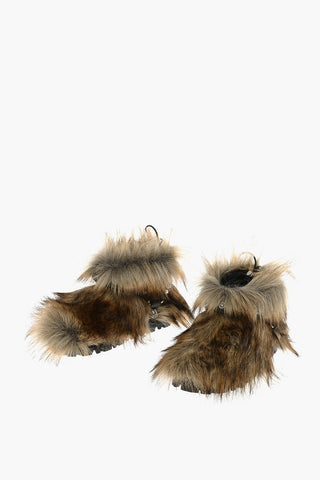 Faux Fur Ankle Booties with Studded Detail