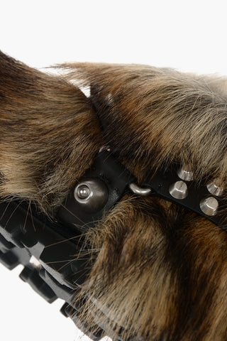 Faux Fur Ankle Booties with Studded Detail