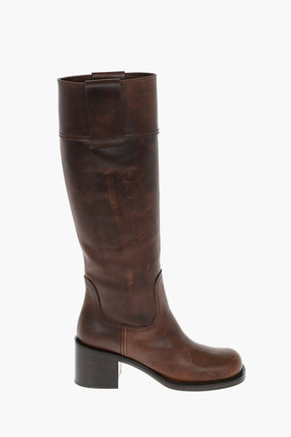 Leather Pull-up Knee-high Boots 6,5cm