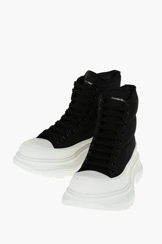 Sneakers Alte Logate in Tessuto Tecnico con Suola Platform