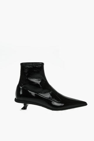 Stretch Naplak Leather Point-toed Ankle Booties with Kitten Heel 4,5cm