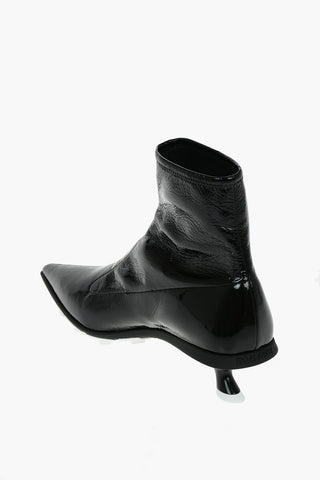 Stretch Naplak Leather Point-toed Ankle Booties with Kitten Heel 4,5cm