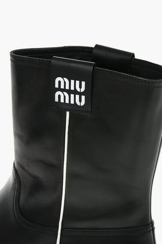 Anfibi in Pelle Pull-on con Logo in Lettering