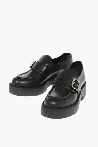 Leather Loafer with Buckle Detail and Statement Sole
