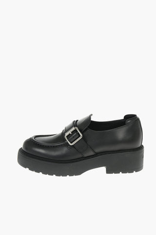 Leather Loafer with Buckle Detail and Statement Sole