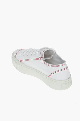 Gabardine Low-top Sneakers with Embroidered Lettering Logo