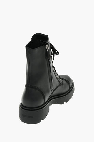 Anfibi in Pelle Logati con Suola Platform