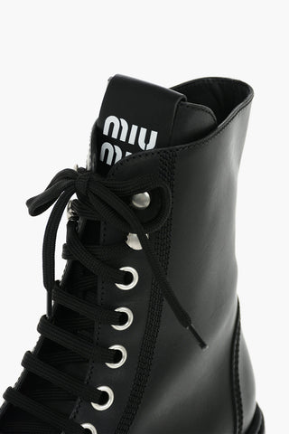 Anfibi in Pelle Logati con Suola Platform