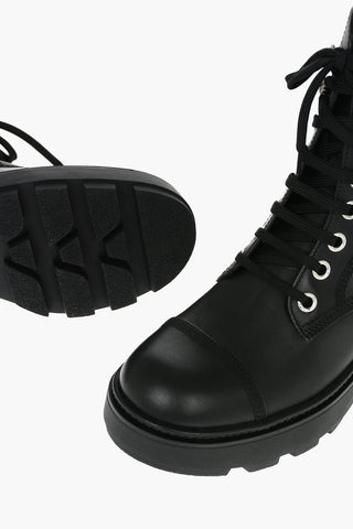 Anfibi in Pelle Logati con Suola Platform