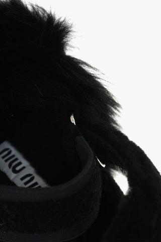 Furred Flat Sandals with Strap Fastening
