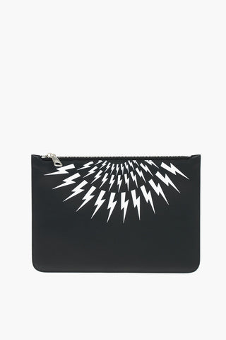 Pouch FAIRISLE THUNDERBOLT in pelle con chiusura zip
