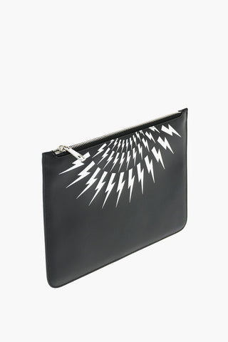 Pouch FAIRISLE THUNDERBOLT in pelle con chiusura zip