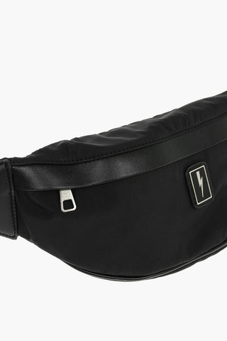 faux leather trimmings nylon bum bag