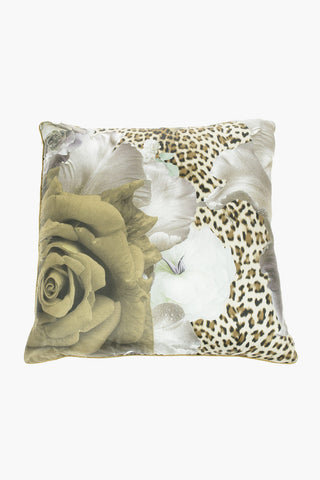 HOME Animal Patterned Silk ROSE LEOPARD Pillow