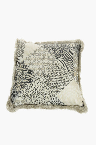 HOME Embroidered SKIN PATCH Pillow with Fringed