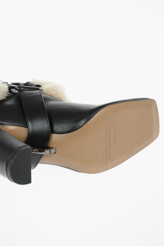 Leather EQUESTRIAN Over-the-knee Boots with Shearling Detail 10cm