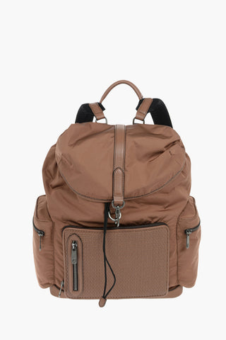 leather and fabric multipocket backpack