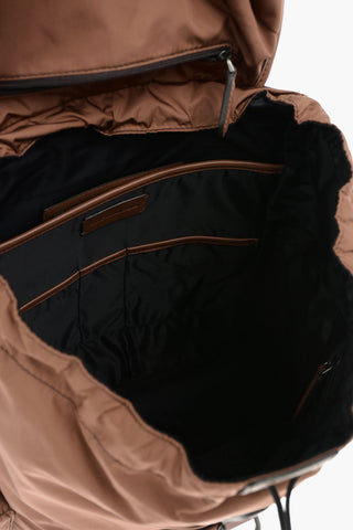 leather and fabric multipocket backpack