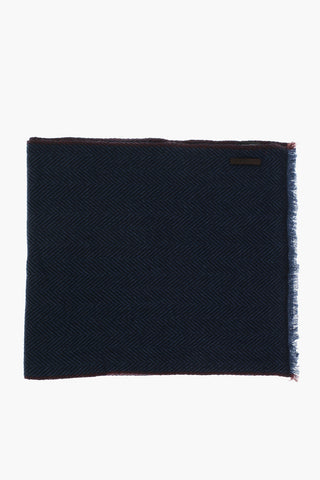 herringbone patterned cashmere scarf