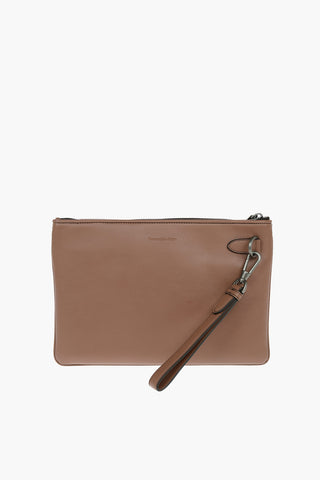 Pochette in pelle con chiusura zip
