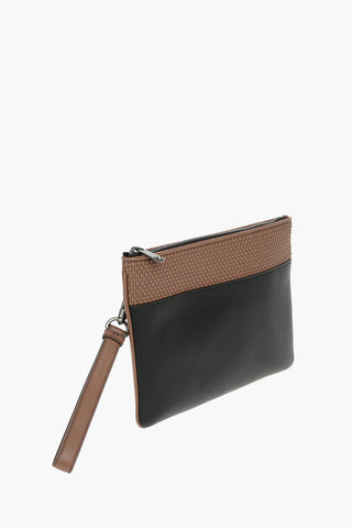 Pochette in pelle con chiusura zip