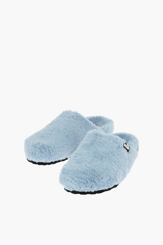 LOVE Solid Color Faux Fur Clogs