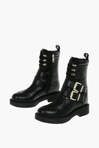 LOVE Leather Ankle Boots with Golden Details