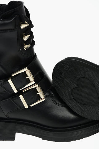 LOVE Leather Ankle Boots with Golden Details