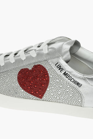 LOVE rhinestone embellished leather sneakers